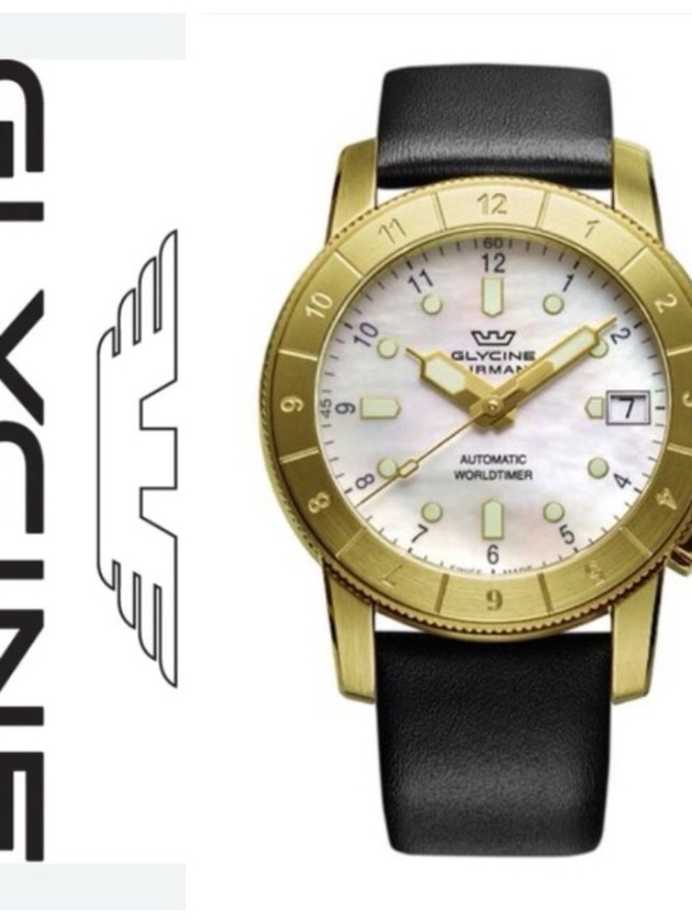 Glycine Airwoman 36 Golden Pearl Automatic Watch Brand New in Box